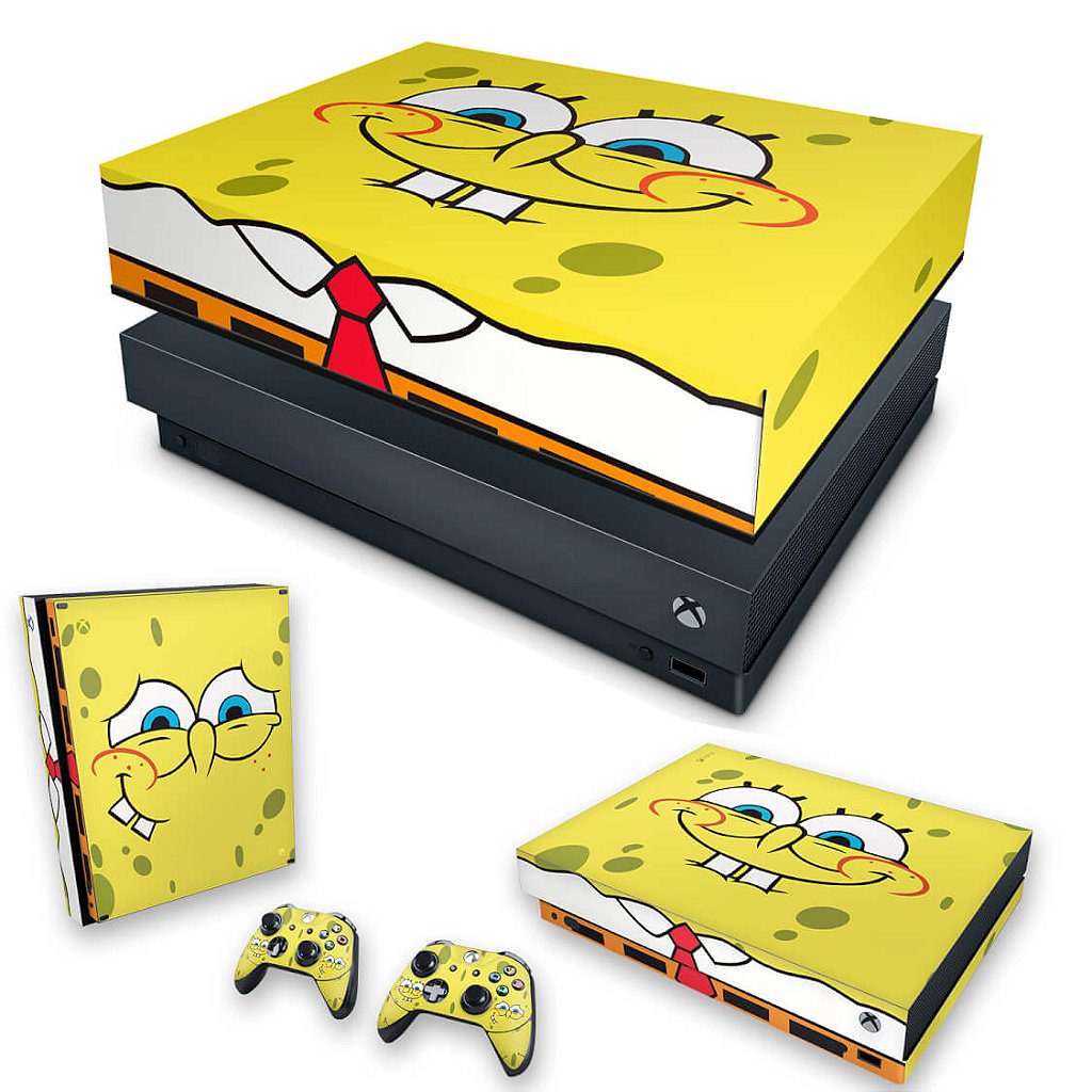KIT Capa Anti Poeira e Skin Anti-Rage Xbox One X - Bob Esponja