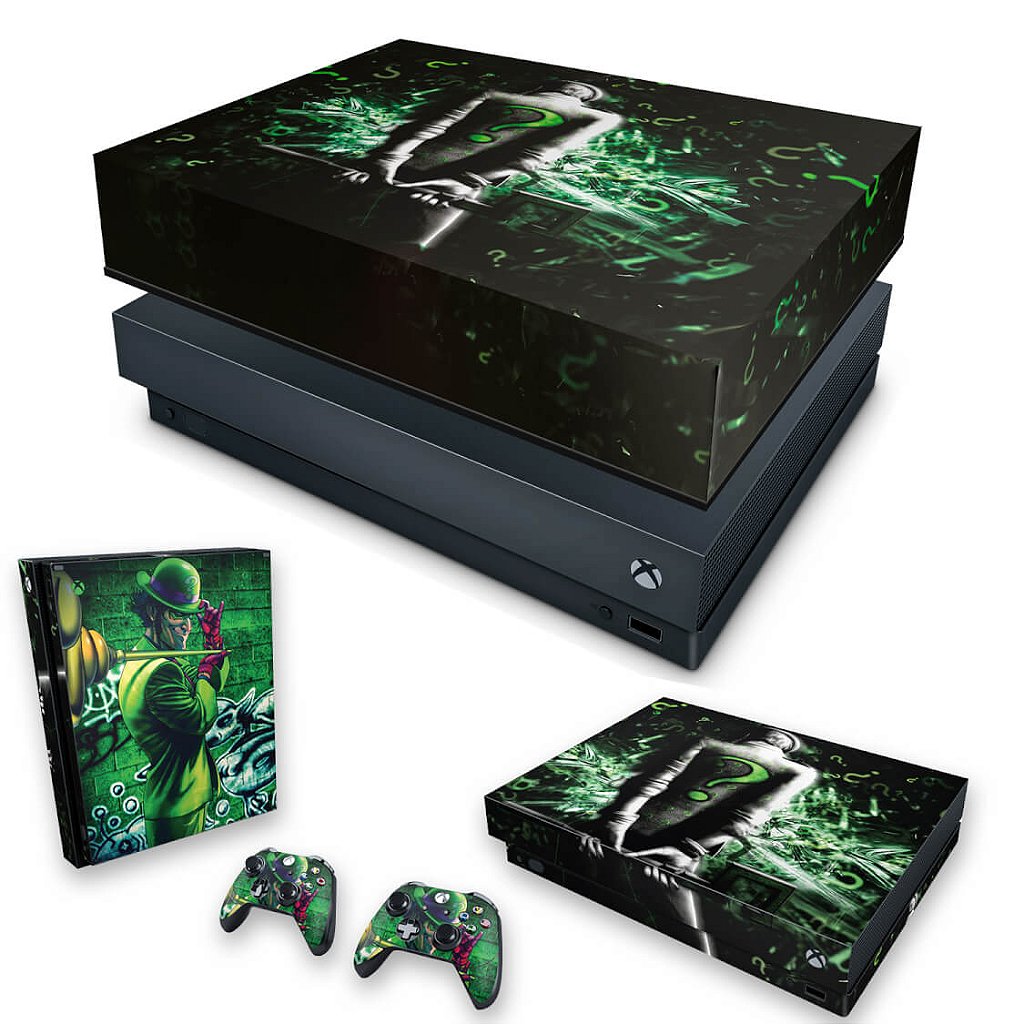 KIT Capa Anti Poeira e Skin Anti-Rage Xbox One X - Charada Batman