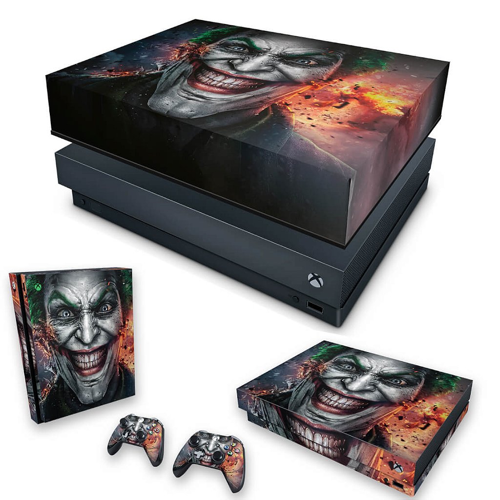 KIT Capa Anti Poeira e Skin Anti-Rage Xbox One X - Coringa - Joker #A