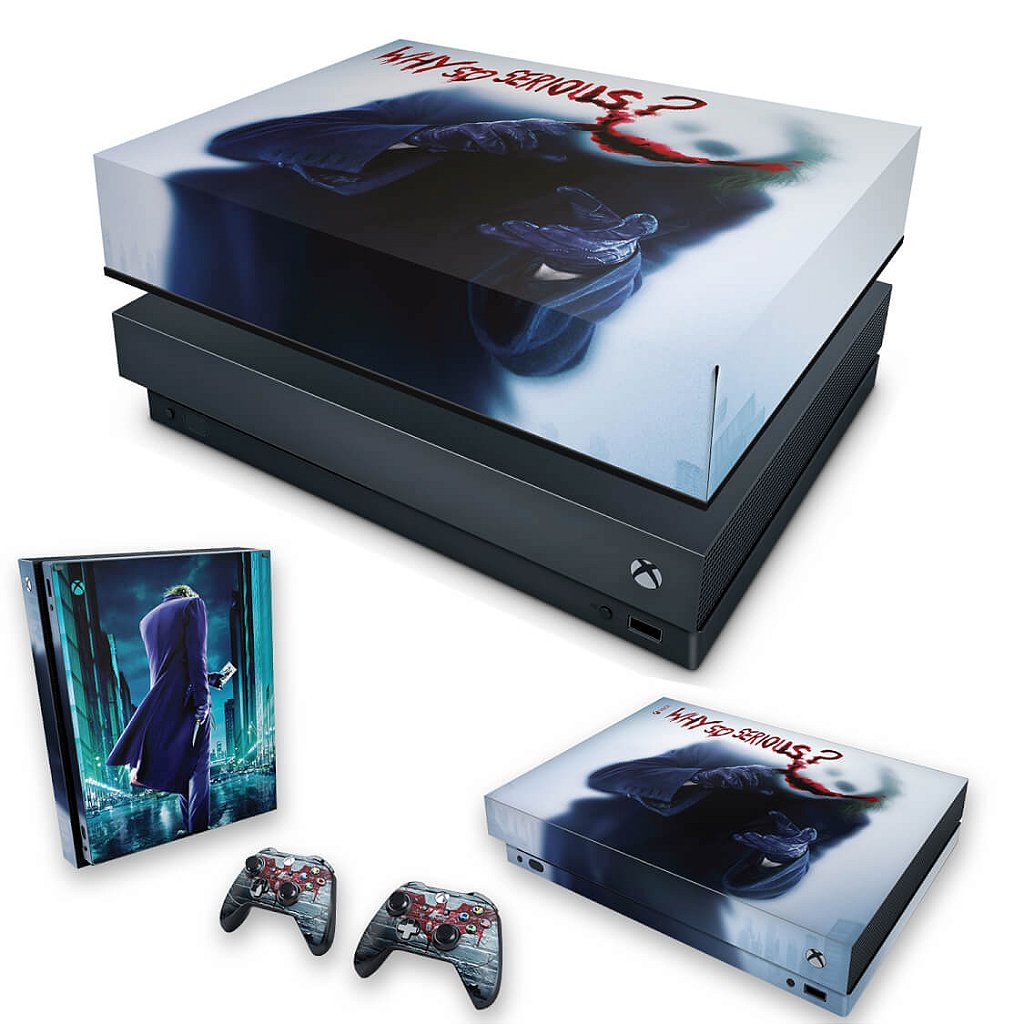 KIT Capa Anti Poeira e Skin Anti-Rage Xbox One X - Coringa - Joker