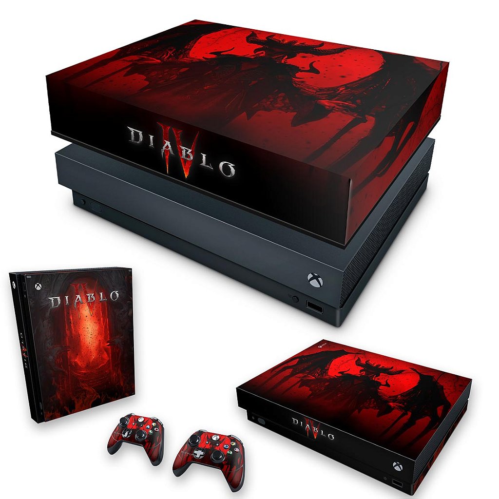 KIT Capa Anti Poeira e Skin Anti-Rage Xbox One X - Diablo IV 4