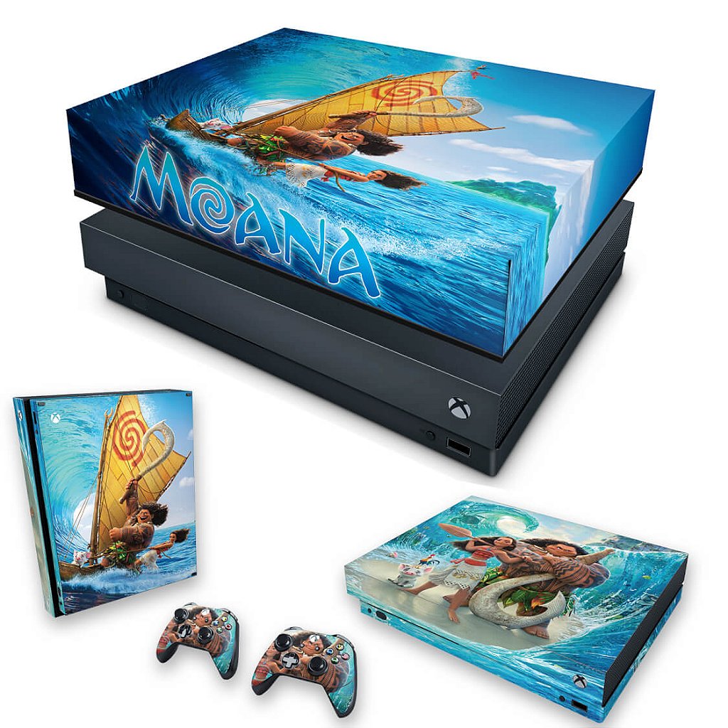 KIT Capa Anti Poeira e Skin Anti-Rage Xbox One X - Disney Moana