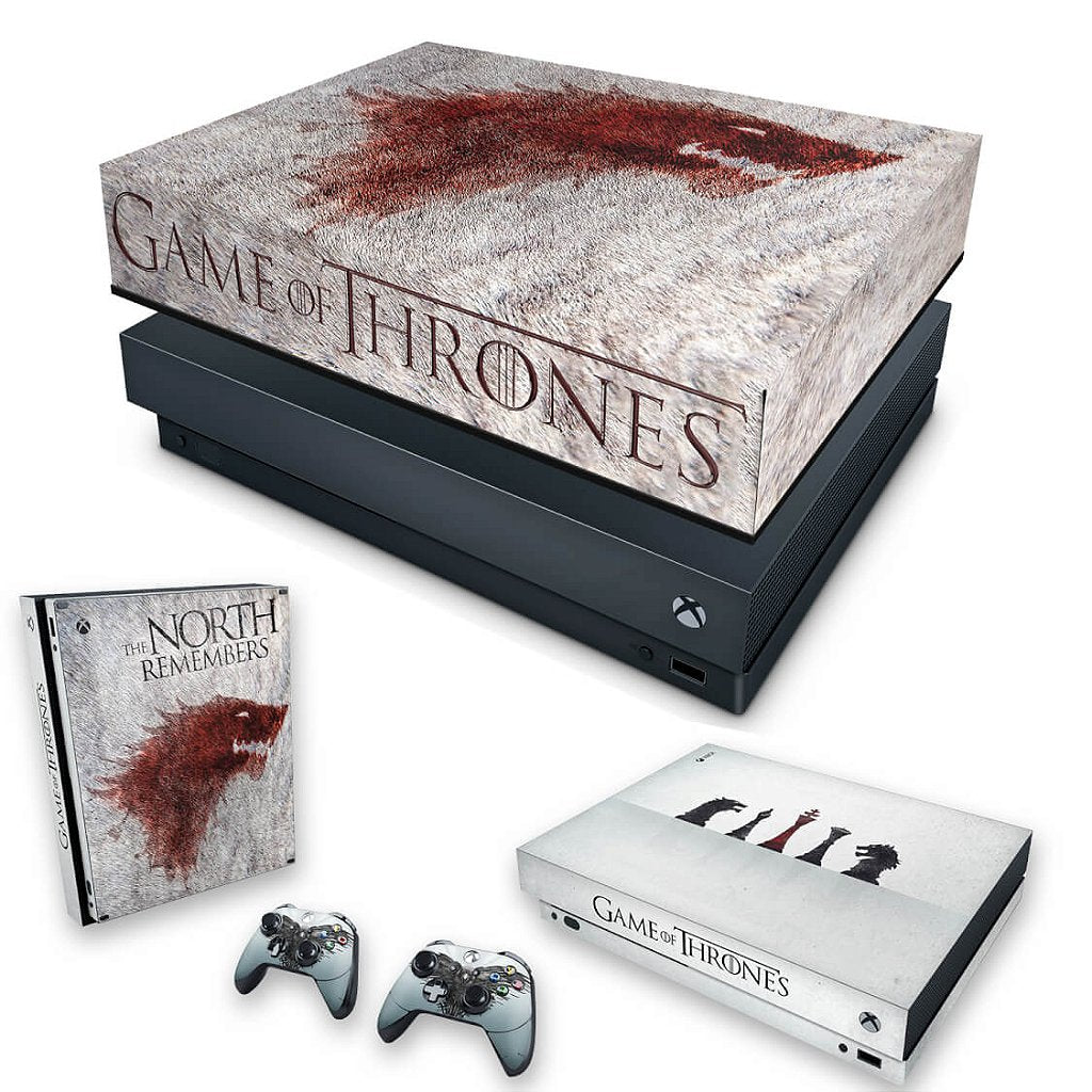 KIT Capa Anti Poeira e Skin Anti-Rage Xbox One X - Game of Thrones #A