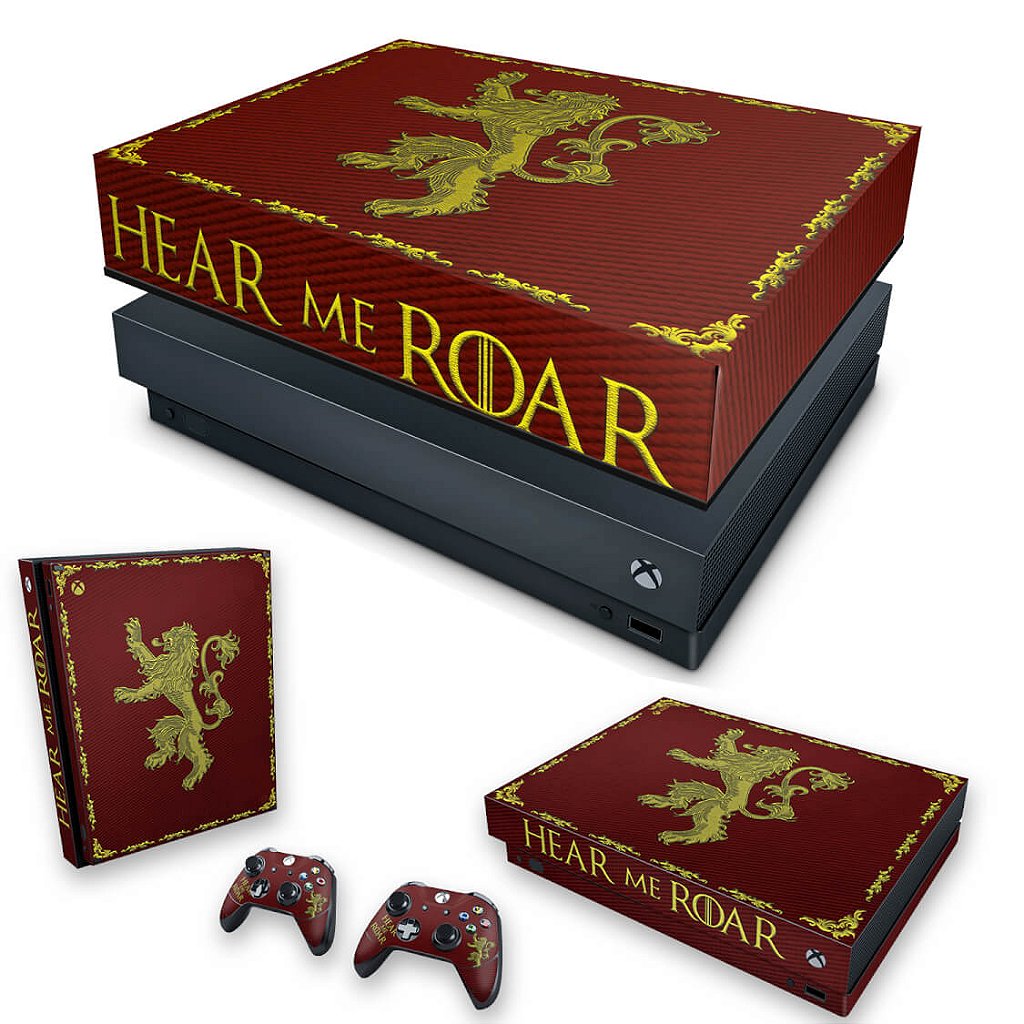 KIT Capa Anti Poeira e Skin Anti-Rage Xbox One X - Game Of Thrones Lannister