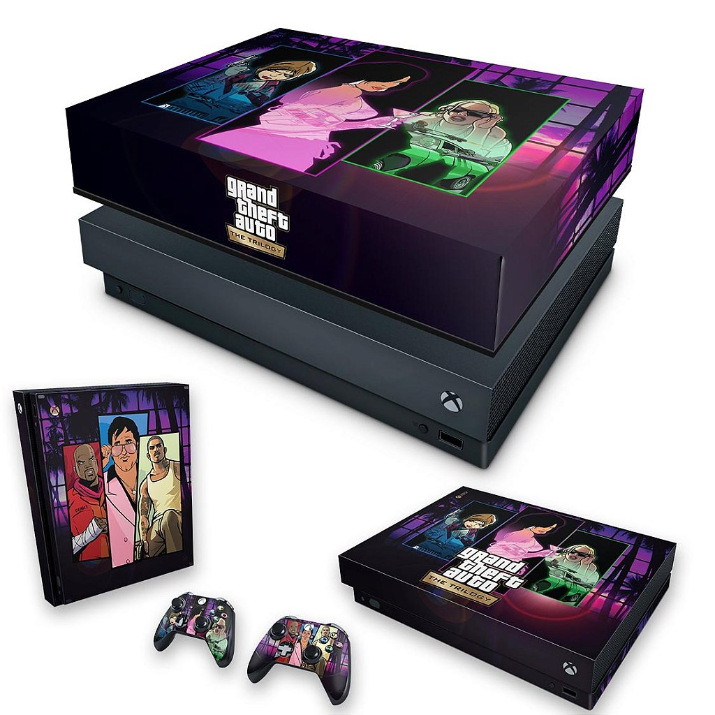 KIT Capa Anti Poeira e Skin Anti-Rage Xbox One X - GTA The Trilogy