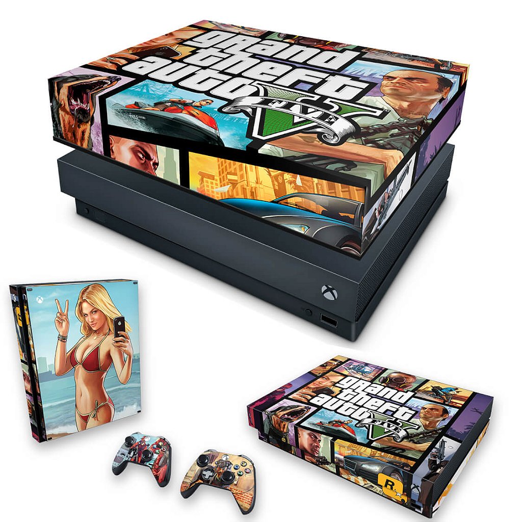 KIT Capa Anti Poeira e Skin Anti-Rage Xbox One X - GTA V