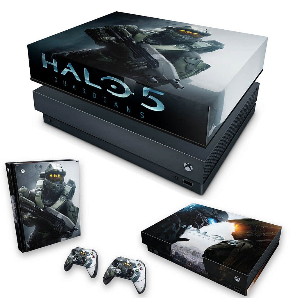 KIT Capa Anti Poeira e Skin Anti-Rage Xbox One X - Halo 5: Guardians #B