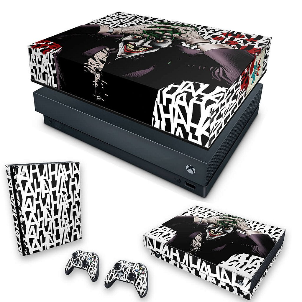 KIT Capa Anti Poeira e Skin Anti-Rage Xbox One X - Joker Coringa Batman