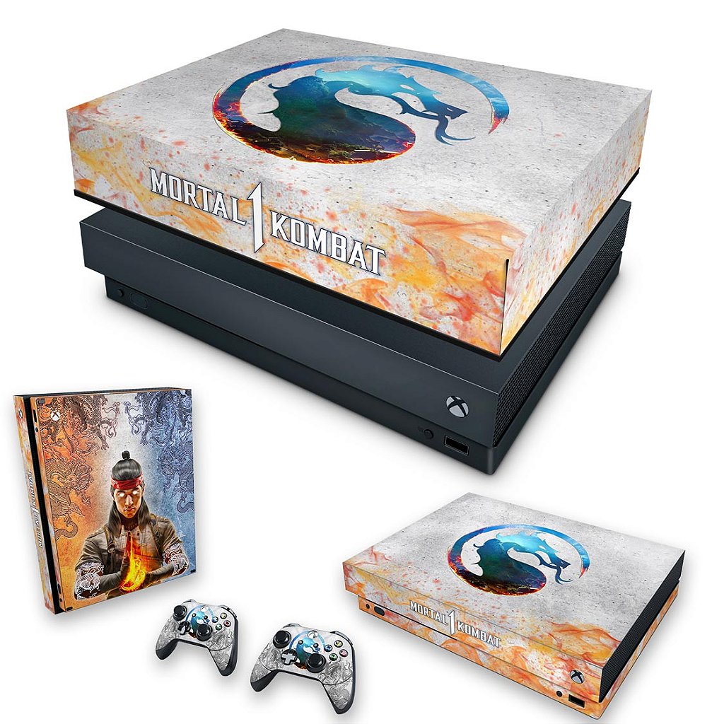 KIT Capa Anti Poeira e Skin Anti-Rage Xbox One X - Mortal Kombat 1