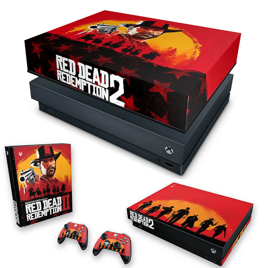 KIT Capa Anti Poeira e Skin Anti-Rage Xbox One X - Red Dead Redemption 2