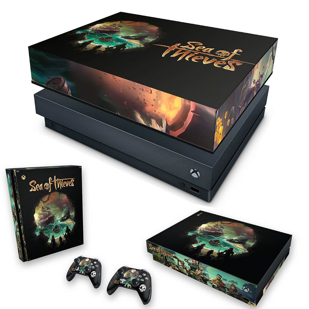 KIT Capa Anti Poeira e Skin Anti-Rage Xbox One X - Sea Of Thieves