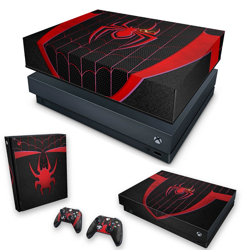 KIT Capa Anti Poeira e Skin Anti-Rage Xbox One X - Spider-Man: Miles Morales
