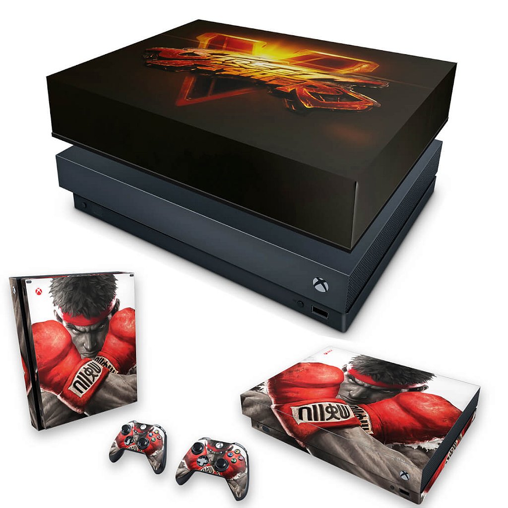KIT Capa Anti Poeira e Skin Anti-Rage Xbox One X - Street Fighter V