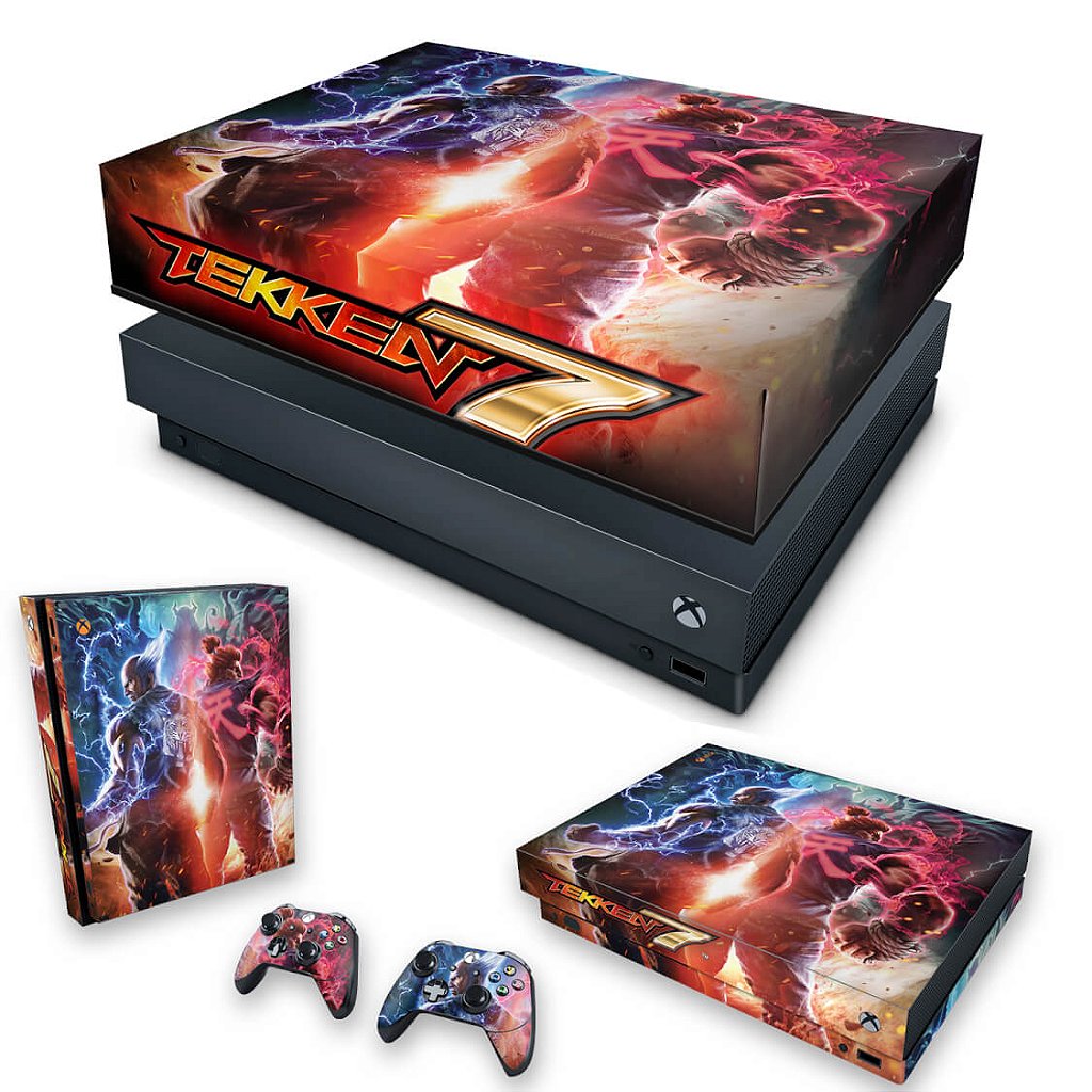 KIT Capa Anti Poeira e Skin Anti-Rage Xbox One X - Tekken 7