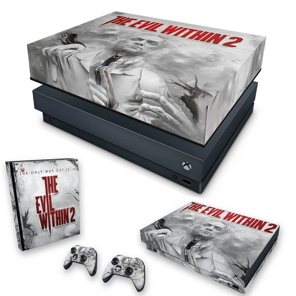 KIT Capa Anti Poeira e Skin Anti-Rage Xbox One X - The Evil Within 2