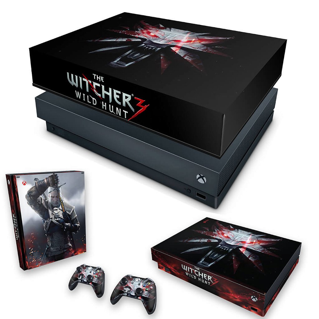 KIT Capa Anti Poeira e Skin Anti-Rage Xbox One X - The Witcher 3 #A