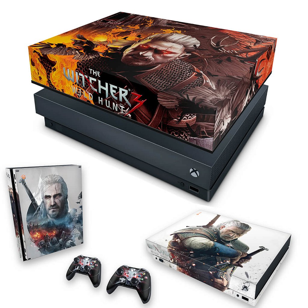 KIT Capa Anti Poeira e Skin Anti-Rage Xbox One X - The Witcher 3 #B