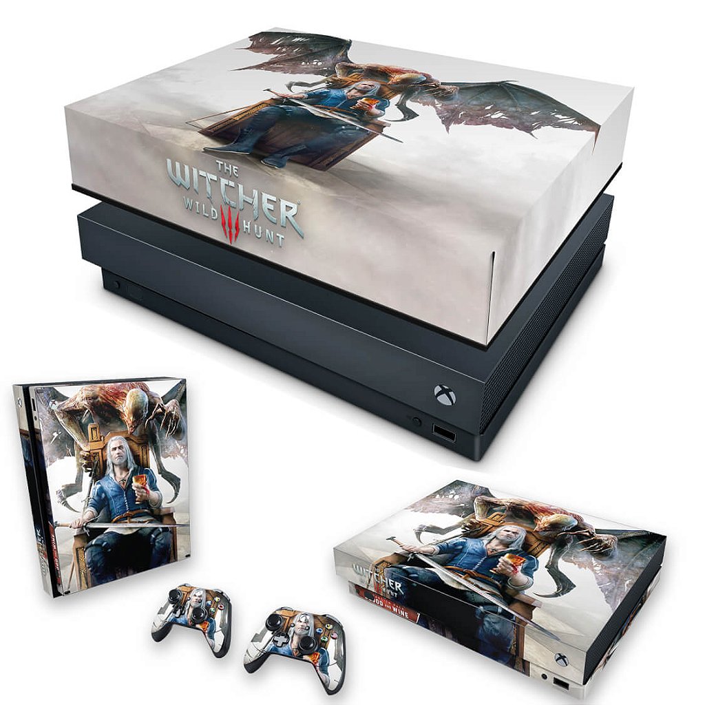KIT Capa Anti Poeira e Skin Anti-Rage Xbox One X - The Witcher 3 Blood And Wine