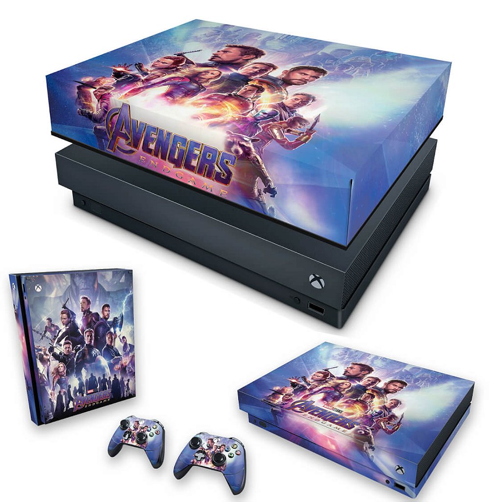 KIT Capa Anti Poeira e Skin Anti-Rage Xbox One X - Vingadores Ultimato Endgame