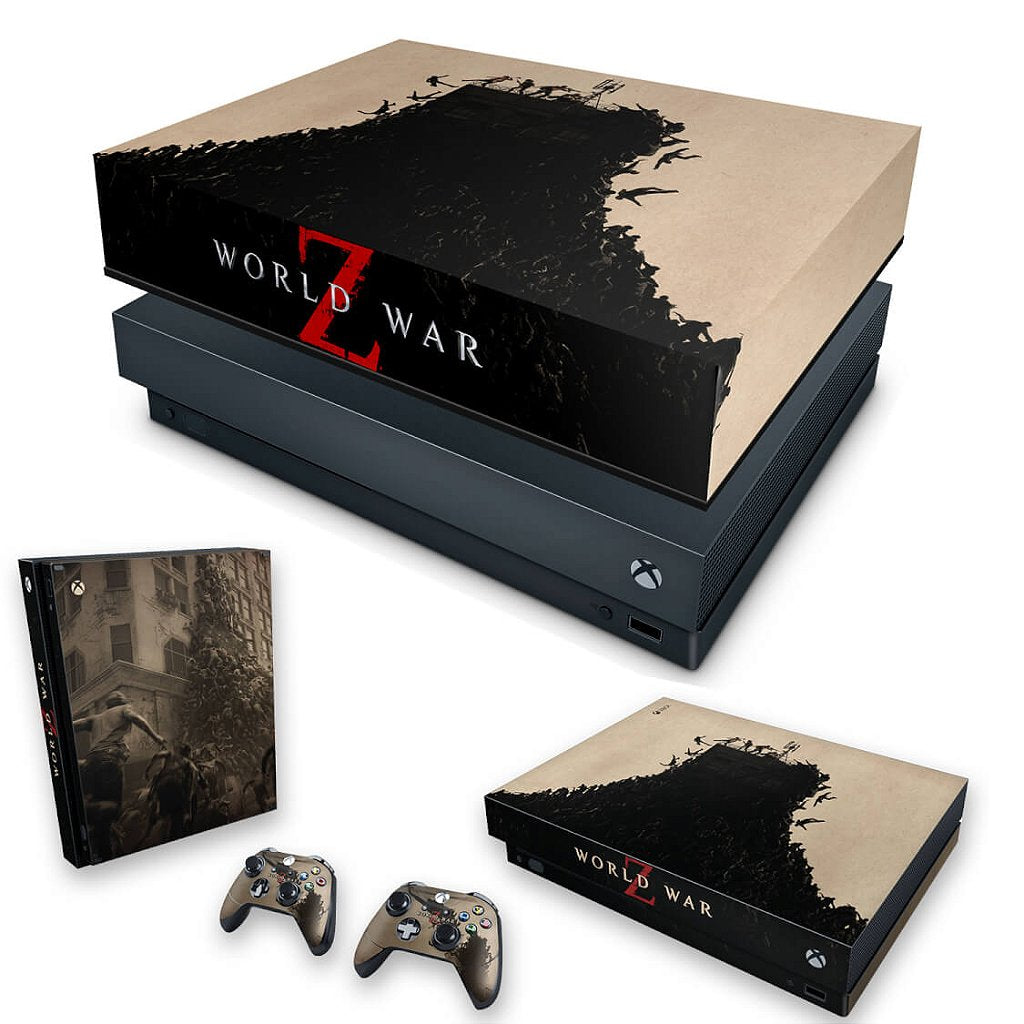 KIT Capa Anti Poeira e Skin Anti-Rage Xbox One X - World War Z