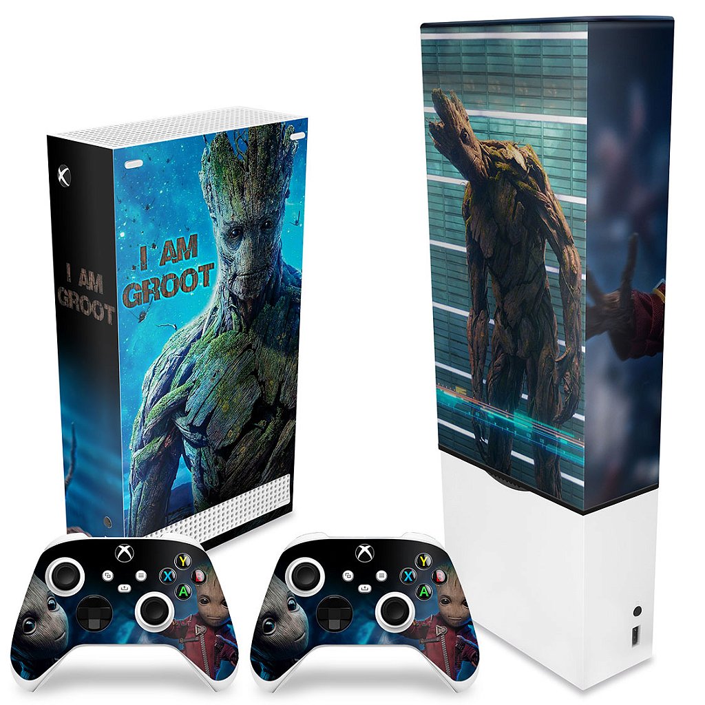 KIT Capa Anti Poeira e Skin Anti-Rage Xbox Series S Vertical - Baby Groot - Pop Arte Skins - foto 2