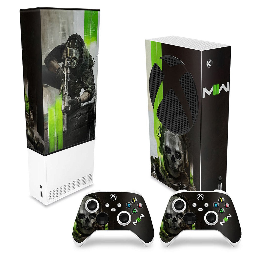 KIT Capa Anti Poeira e Skin Anti-Rage Xbox Series S Vertical - Call Of Duty Modern Warfare II