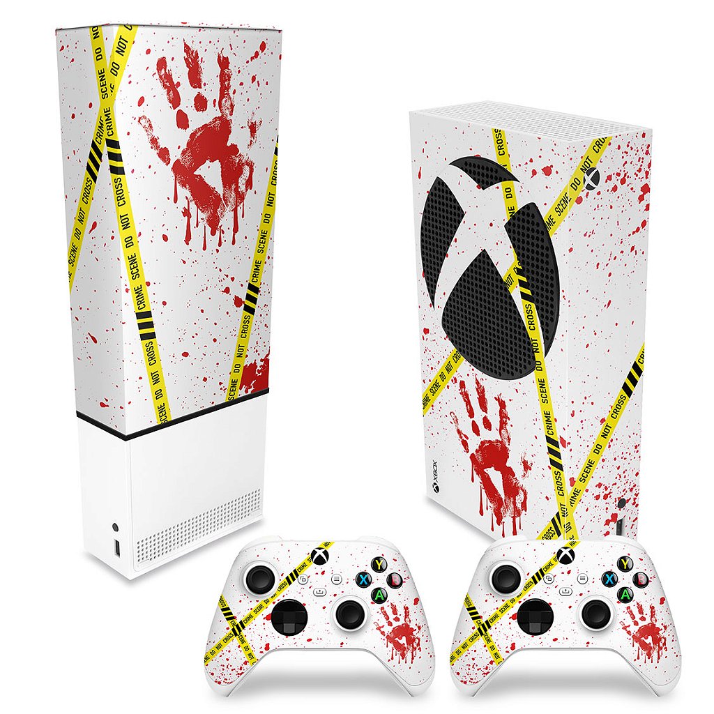 KIT Capa Anti Poeira e Skin Anti-Rage Xbox Series S Vertical - Cena De Crime Scene
