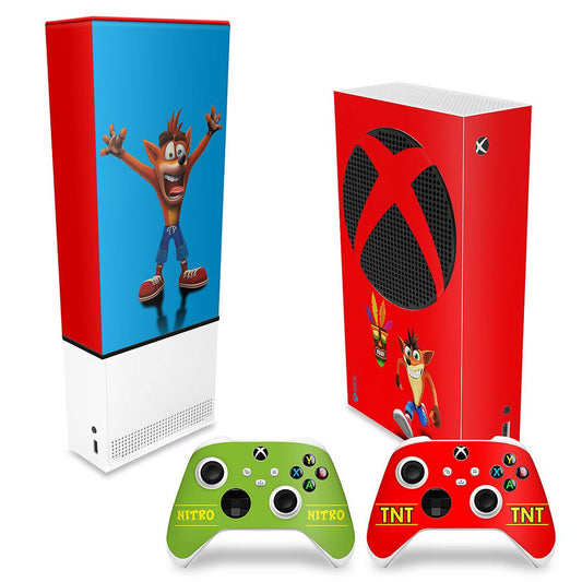 KIT Capa Anti Poeira e Skin Anti-Rage Xbox Series S Vertical - Crash Bandicoot