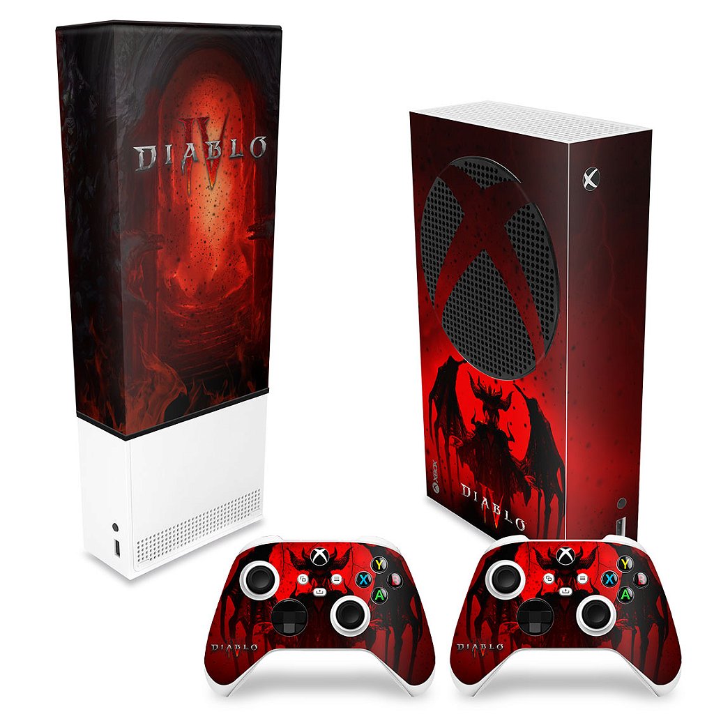 KIT Capa Anti Poeira e Skin Anti-Rage Xbox Series S Vertical - Diablo IV 4