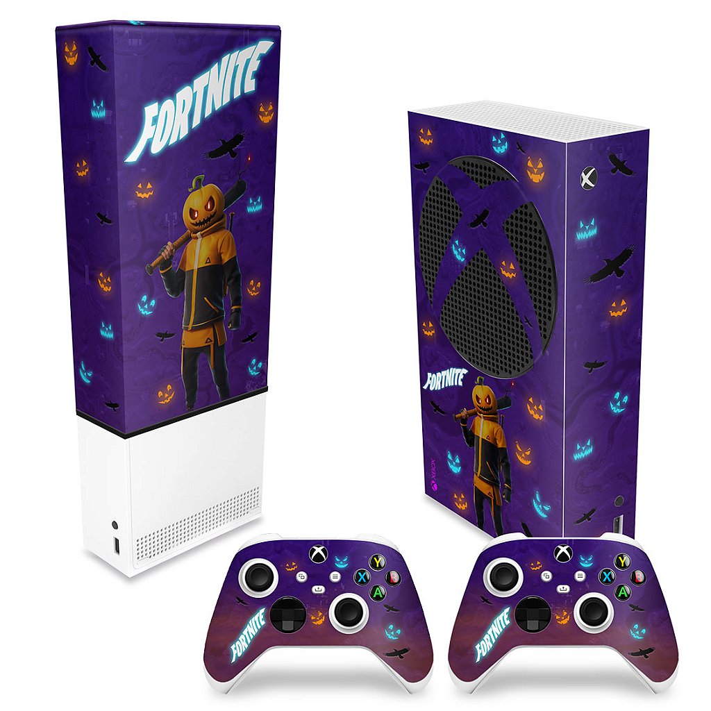 KIT Capa Anti Poeira e Skin Anti-Rage Xbox Series S Vertical - Fortnite