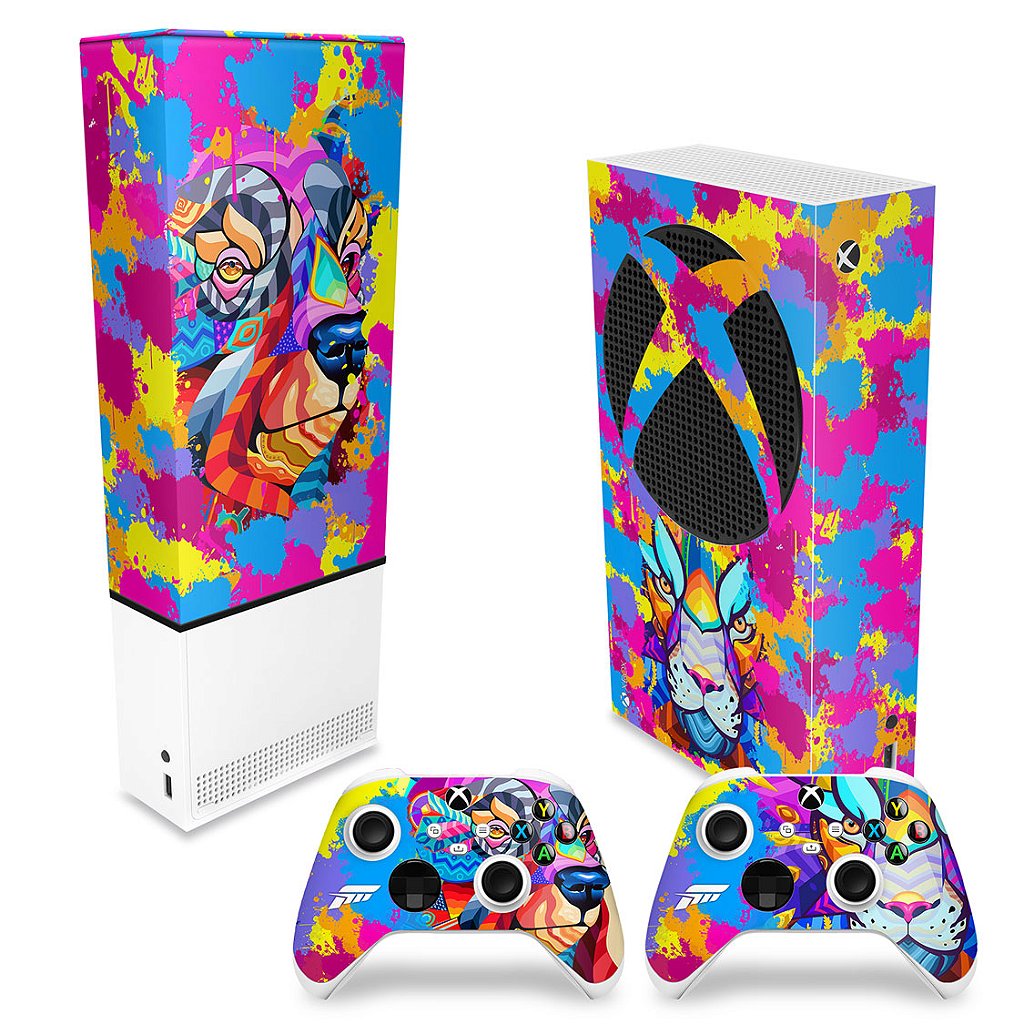 KIT Capa Anti Poeira e Skin Anti-Rage Xbox Series S Vertical - Forza Horizon 5