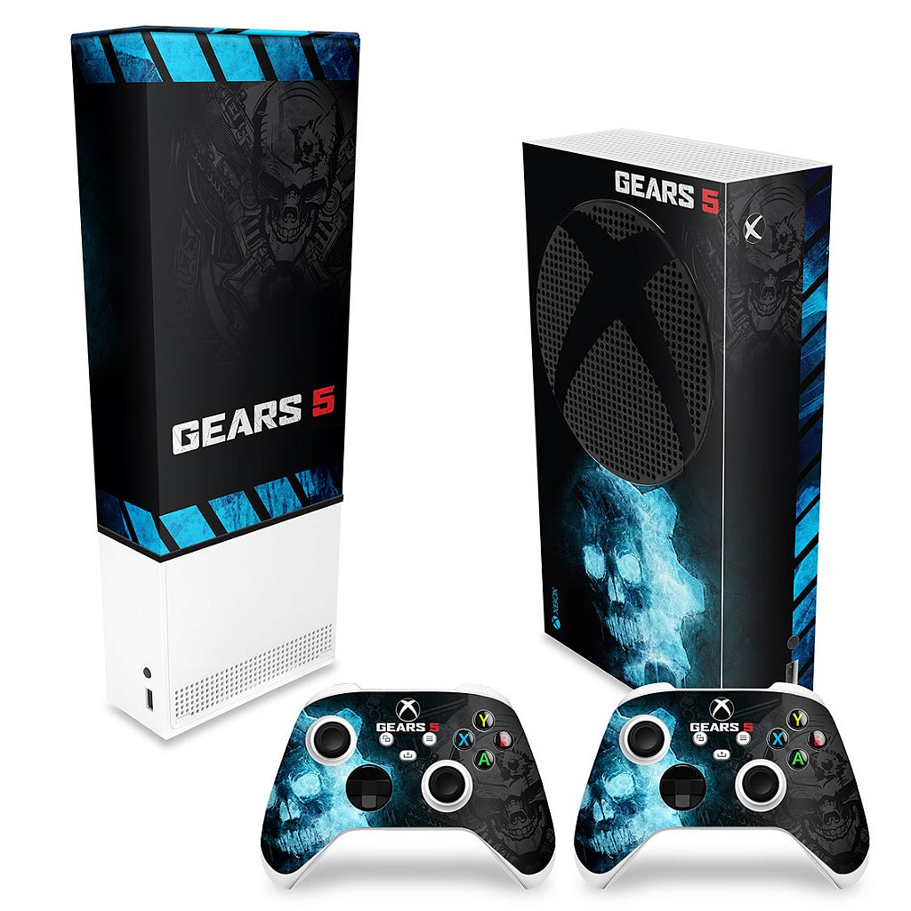 KIT Capa Anti Poeira e Skin Anti-Rage Xbox Series S Vertical - Gears 5