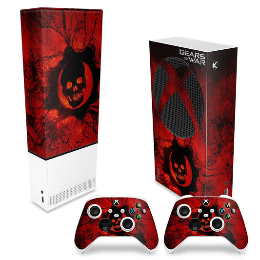 KIT Capa Anti Poeira e Skin Anti-Rage Xbox Series S Vertical - Gears of War - Skull