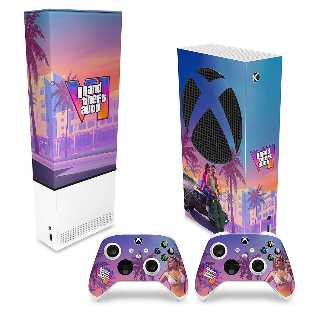KIT Capa Anti Poeira e Skin Anti-Rage Xbox Series S Vertical - GTA 6 VI