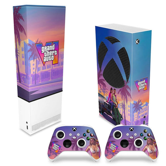 KIT Capa Anti Poeira e Skin Anti-Rage Xbox Series S Vertical - GTA 6 VI