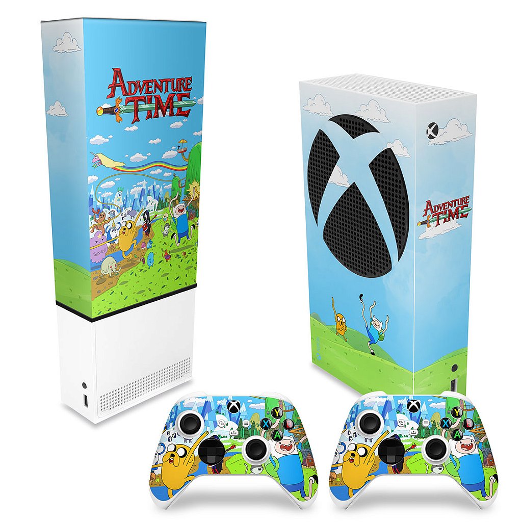 KIT Capa Anti Poeira e Skin Anti-Rage Xbox Series S Vertical - Hora de Aventura