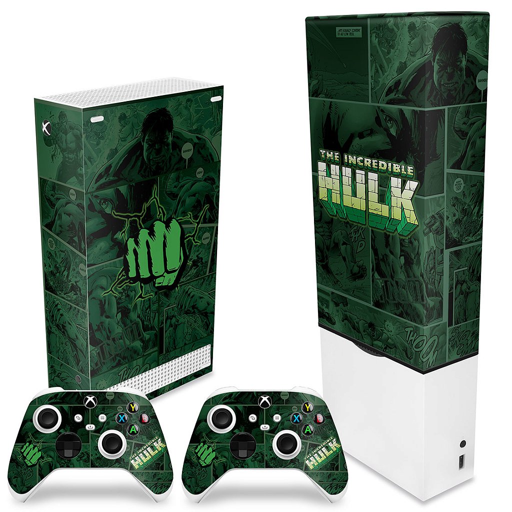 KIT Capa Anti Poeira e Skin Anti-Rage Xbox Series S Vertical - Hulk Comics - Pop Arte Skins - foto 2