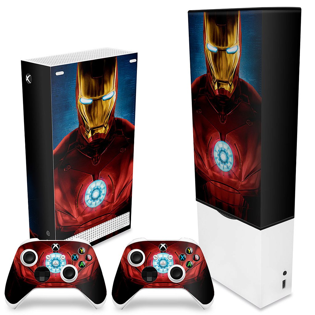 KIT Capa Anti Poeira e Skin Anti-Rage Xbox Series S Vertical - Iron Man Homem De Ferro - Pop Arte Skins - foto 2