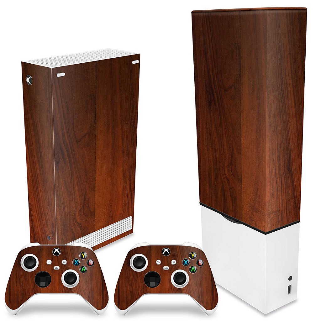 KIT Capa Anti Poeira e Skin Anti-Rage Xbox Series S Vertical - Madeira - Pop Arte Skins - foto 2