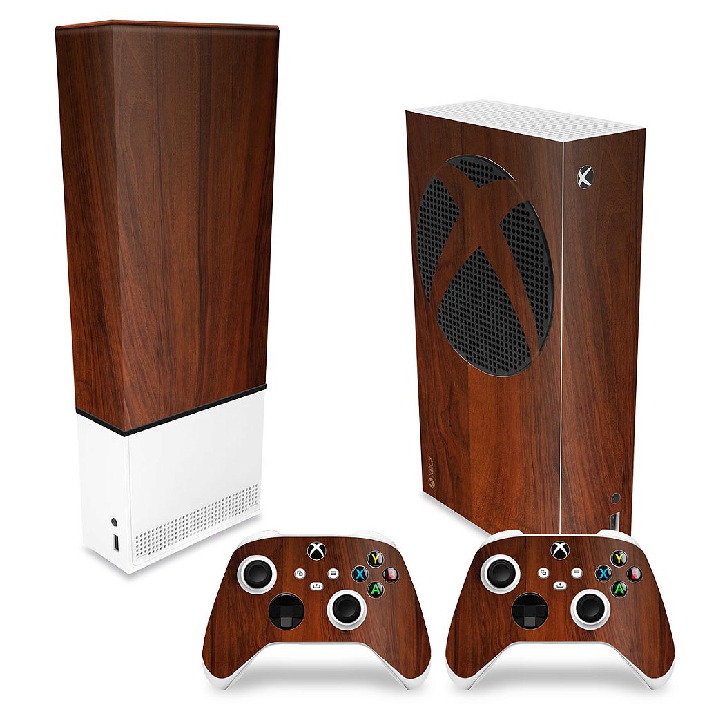 KIT Capa Anti Poeira e Skin Anti-Rage Xbox Series S Vertical - Madeira