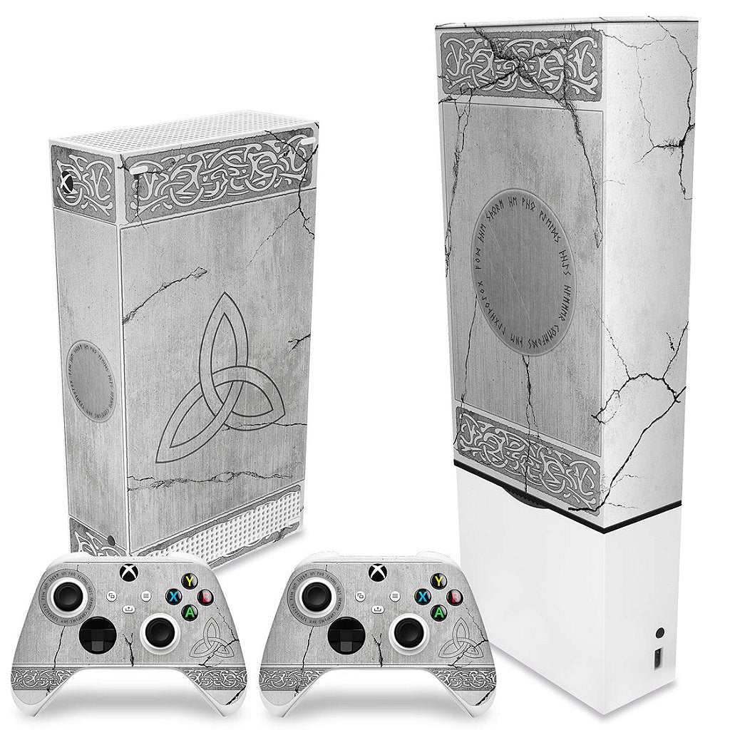 KIT Capa Anti Poeira e Skin Anti-Rage Xbox Series S Vertical - Mjolnir Thor Amor e Trovão - Pop Arte Skins - foto 2