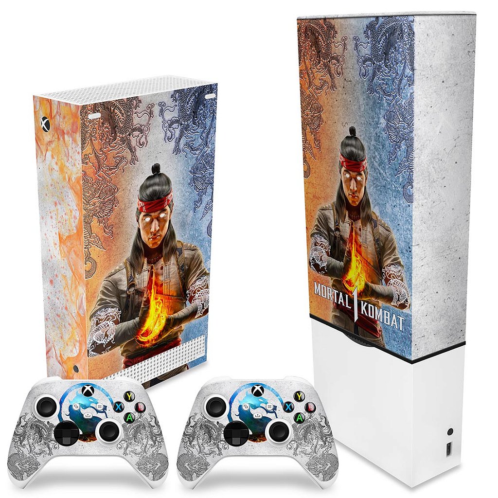 KIT Capa Anti Poeira e Skin Anti-Rage Xbox Series S Vertical - Mortal Kombat 1 - Pop Arte Skins - foto 2