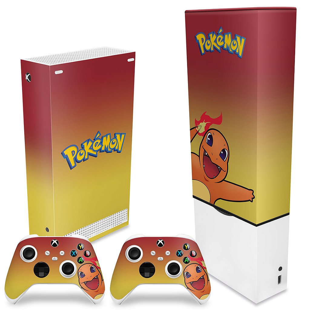 KIT Capa Anti Poeira e Skin Anti-Rage Xbox Series S Vertical - Pokemon Charmander - Pop Arte Skins - foto 2
