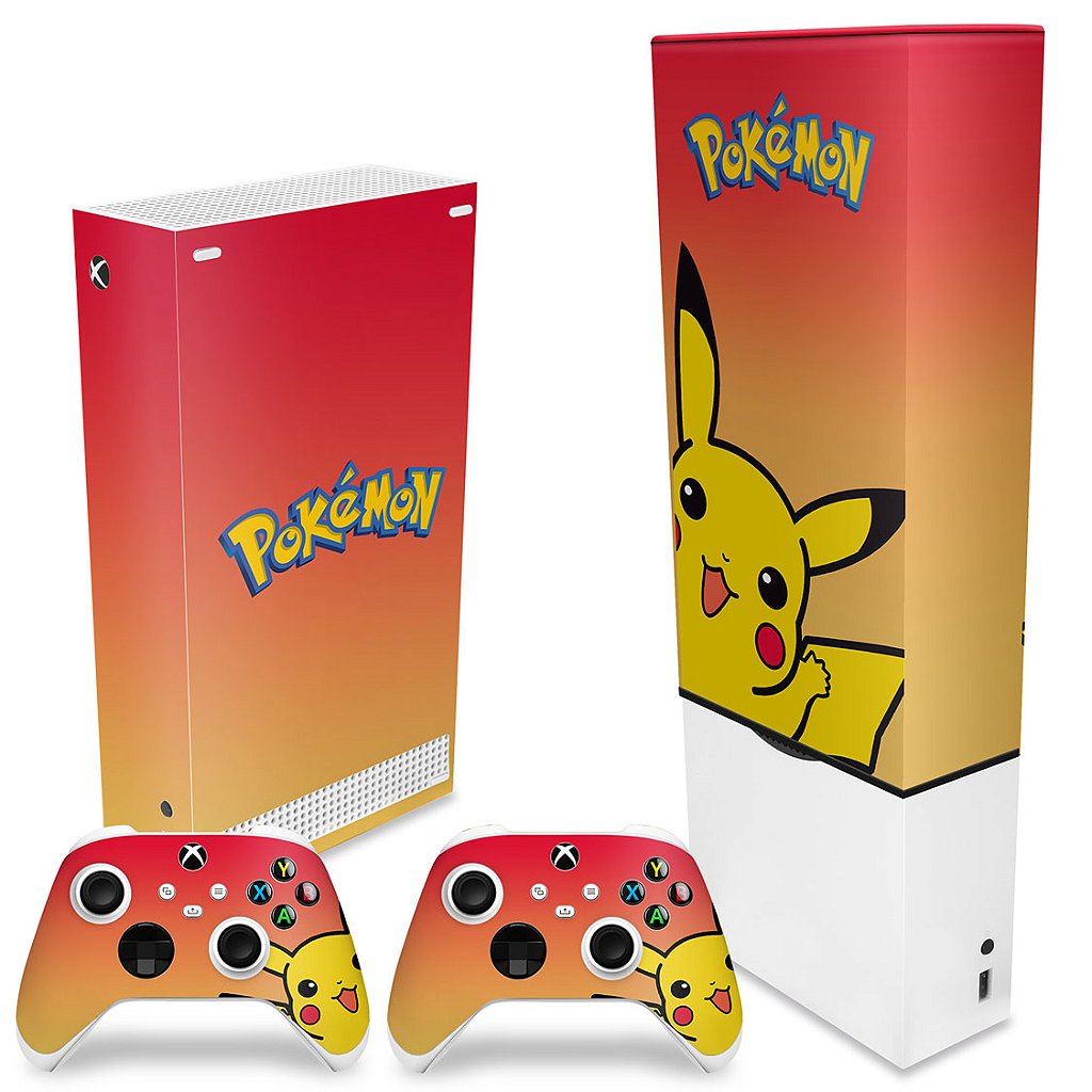 KIT Capa Anti Poeira e Skin Anti-Rage Xbox Series S Vertical - Pokemon Pikachu - Pop Arte Skins - foto 2