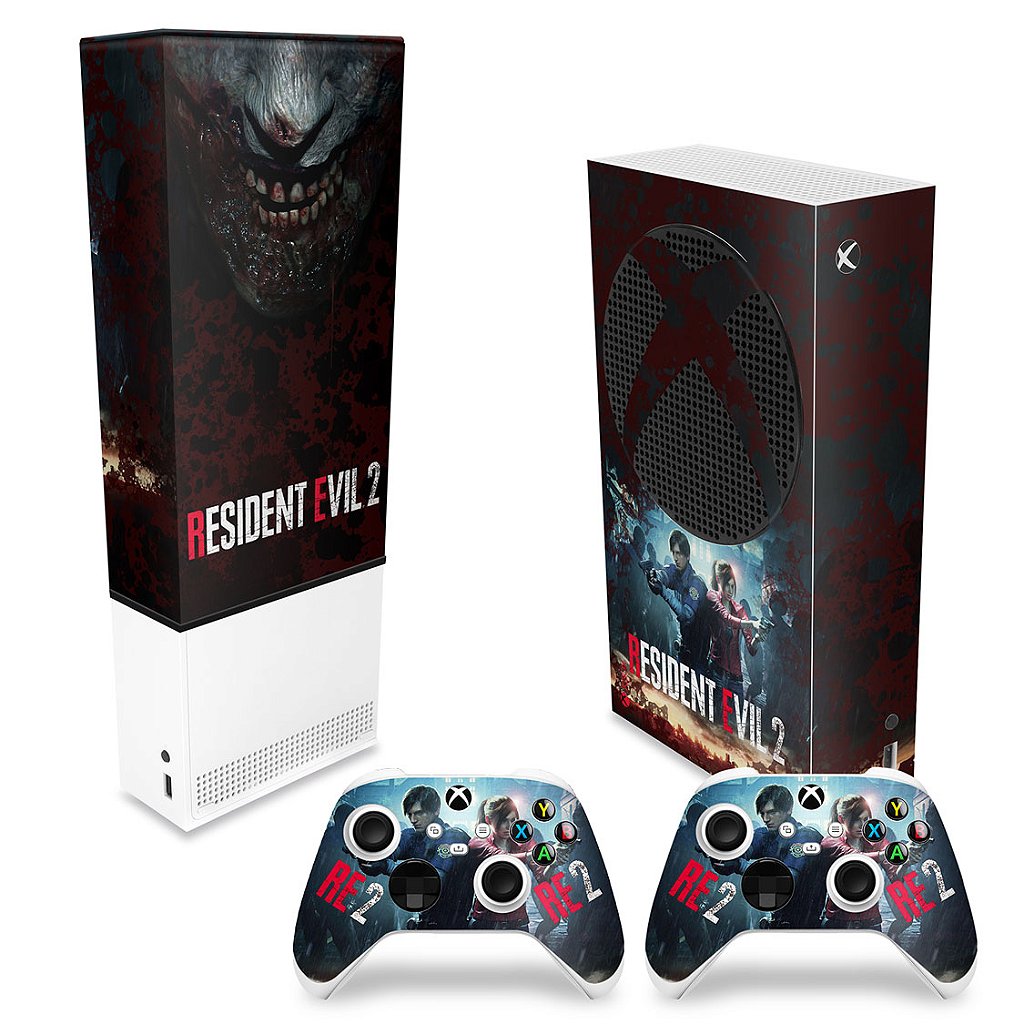 KIT Capa Anti Poeira e Skin Anti-Rage Xbox Series S Vertical - Resident Evil 2 Remake