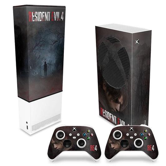 KIT Capa Anti Poeira e Skin Anti-Rage Xbox Series S Vertical - Resident Evil 4 Remake