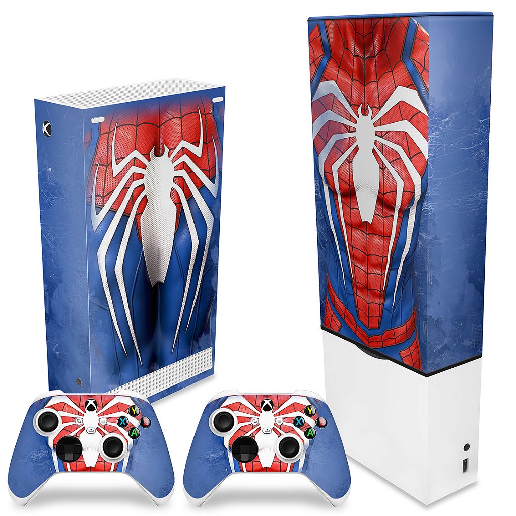 KIT Capa Anti Poeira e Skin Anti-Rage Xbox Series S Vertical - Spider-Man Homem Aranha 2 - Pop Arte Skins - foto 2