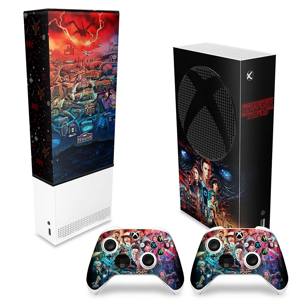 KIT Capa Anti Poeira e Skin Anti-Rage Xbox Series S Vertical - Stranger Things