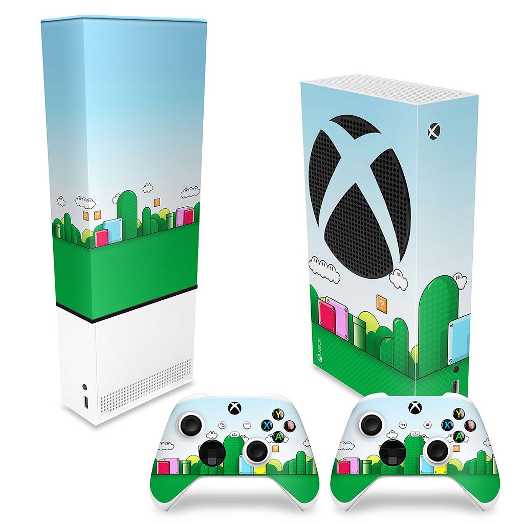 KIT Capa Anti Poeira e Skin Anti-Rage Xbox Series S Vertical - Super Mario Bros