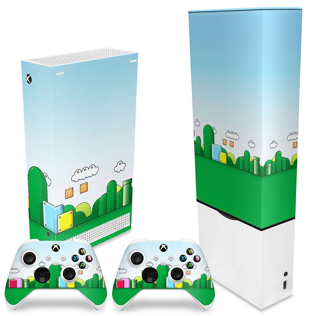 KIT Capa Anti Poeira e Skin Anti-Rage Xbox Series S Vertical - Super Mario Bros - Pop Arte Skins - foto 2